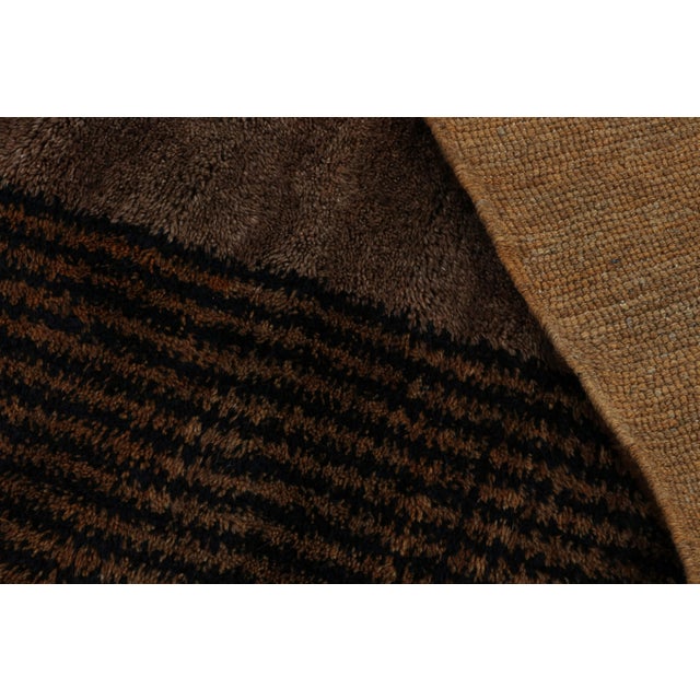 Textile Rug & Kilim’s Moroccan Rug in Brown With Black Art Deco Style Geometric Pattern For Sale - Image 7 of 7