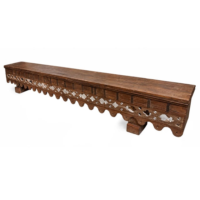 Wood Vintage Long Narrow Arch Facade Bench For Sale - Image 7 of 7