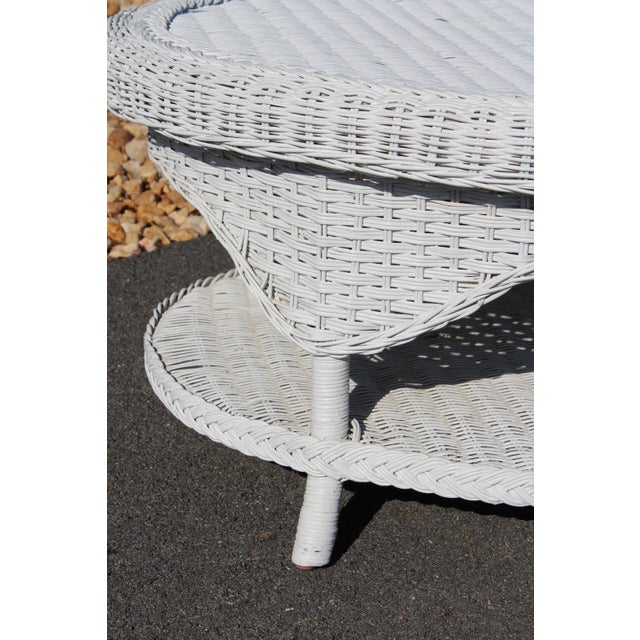 Henry Link Wicker Rattan Coffee Table With a Glass Top For Sale - Image 15 of 18