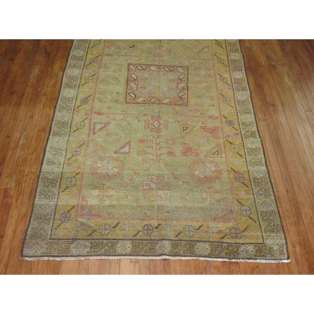 Green 19th Century Antique Wool Khotan Rug - 5'2" x 10'8" For Sale - Image 4 of 6