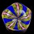 Beautiful vintage Murano hand blown cobalt blue, bright yellow and pink ribbons Italian art glass sand dollar / star...