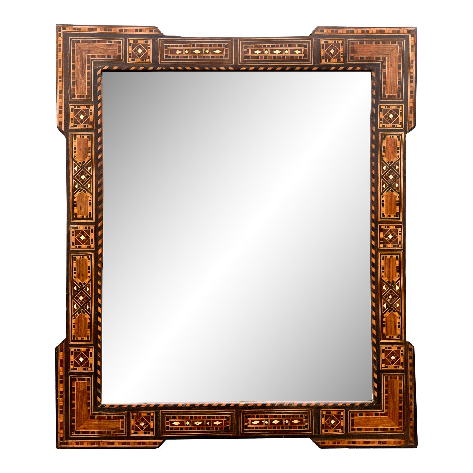 【額縁付き】マヤ文明 バーニングレザーアート Antique Mosaic Wood Inlay With Touch of Mother of Pearl Mirror