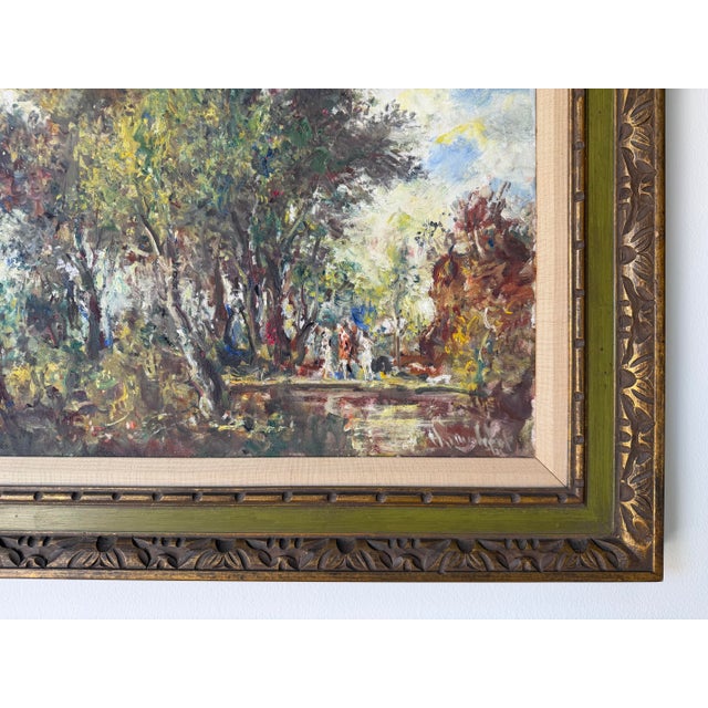 Green 1960s Vintage Impressionist Abstract Landscape Oil on Canvas Painting, Framed For Sale - Image 8 of 12