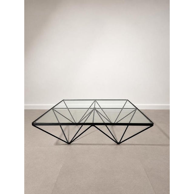 Paolo Piva Geometric Glass and Black Metal Coffee Table by Paolo Piva For Sale - Image 4 of 5