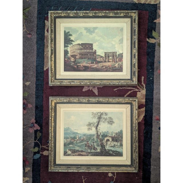 Vintage Framed Italian Neoclassical Architectural Art Framed -a Pair For Sale - Image 17 of 17