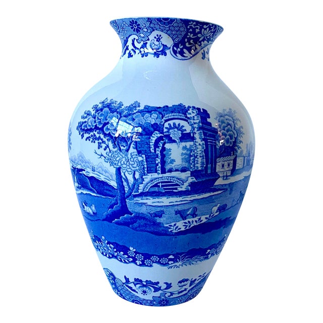 Vintage Late 20th Century Spode Blue and White Vase Chairish