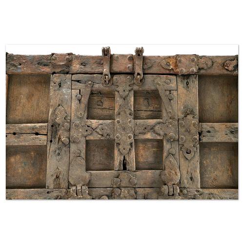 Large Wooden and Metal Chest with Red Patina For Sale - Image 9 of 11