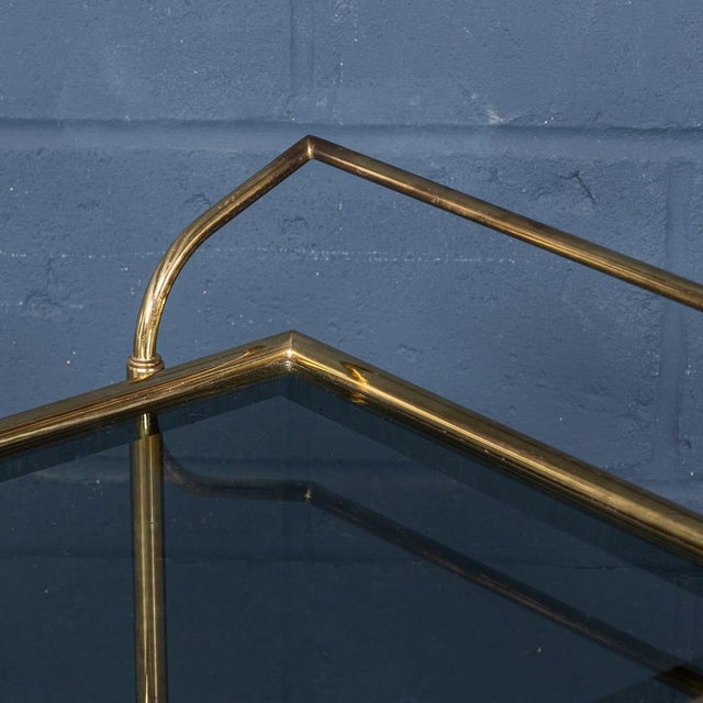 Vintage Brass and Smoked Glass Drinks Trolley in the style of Luigi Brusotti, 1970 For Sale - Image 10 of 18