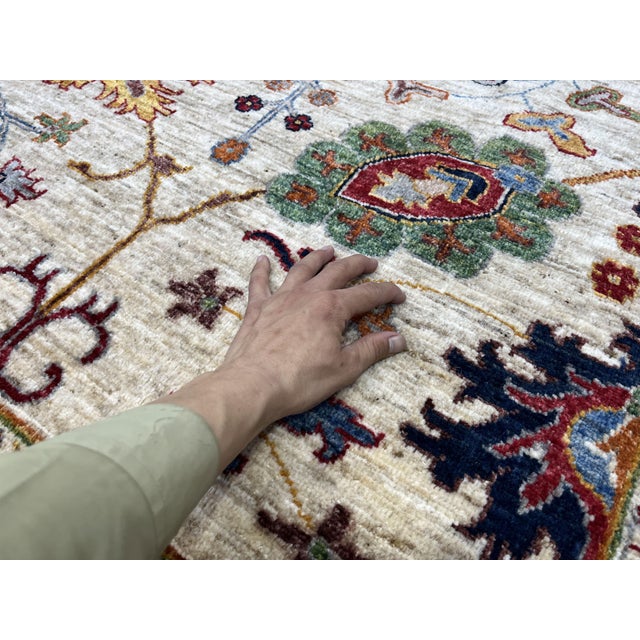 Beige Sultani Persian-Style Floral Natural Dye Wool Area Rug, 8'2" X 9'9" For Sale - Image 14 of 16