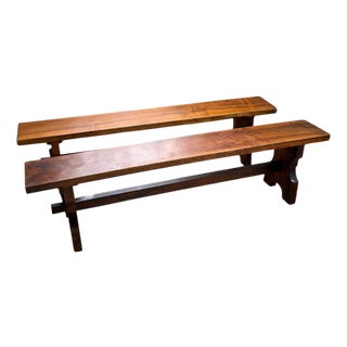 Walnut Benches, 1900, Set of 2 For Sale