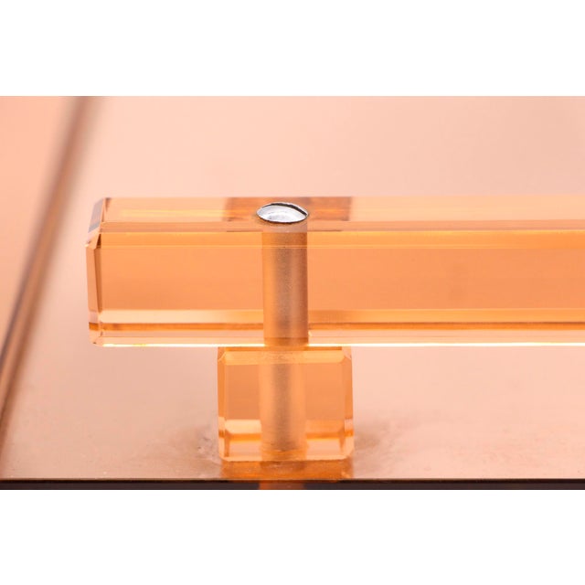 European 1950s Lucite Translucent Orange Mirrored Tray For Sale - Image 6 of 10