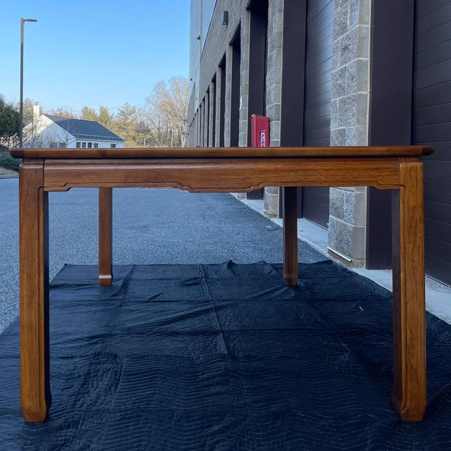 Vintage Thomasville Mystique Asian Chinoiserie 108" Burl Top Dining Table & Leaves For Sale - Image 10 of 12