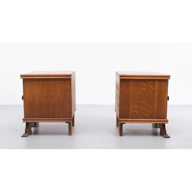 Mid-Century Modern Oak Night Stands, Holland, 1940s, Set of 2 For Sale - Image 3 of 12