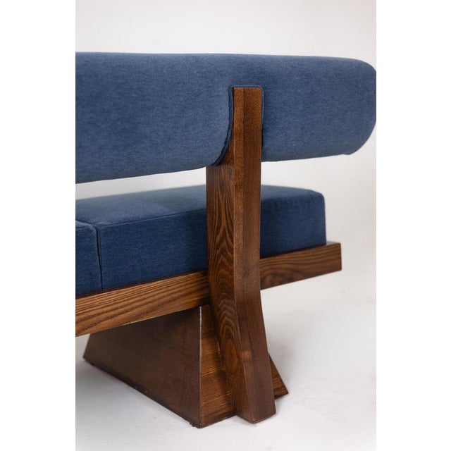 3-Seater Sofa in Ash Wood and Blue Mohair Velvet For Sale - Image 10 of 11