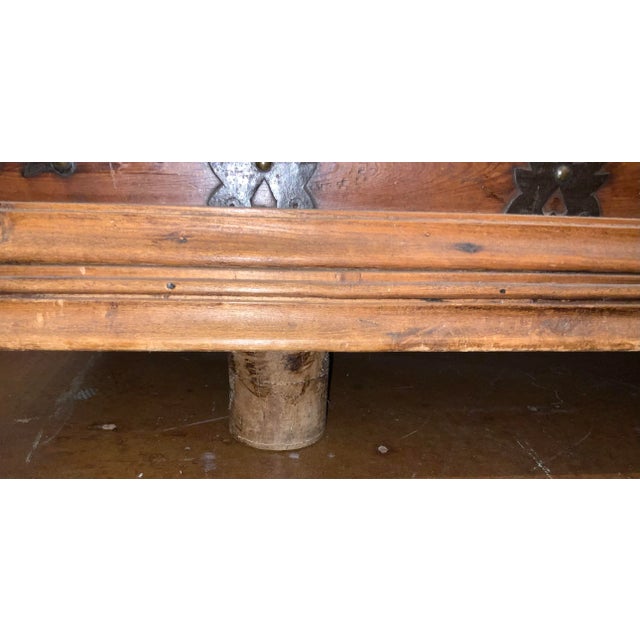 Antique Oak Wood Trunk For Sale - Image 4 of 8