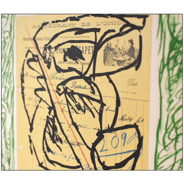1970s 1978 Restaurant De l'Union Abstract Green Lithograph Pierre Alechinsky For Sale - Image 5 of 8