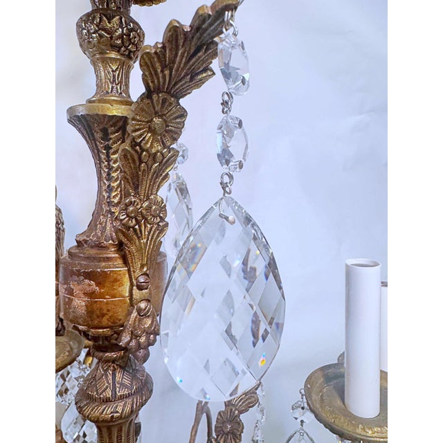 1920s 1920s Vintage Spanish Chandelier With Crystal Prisms For Sale - Image 5 of 15