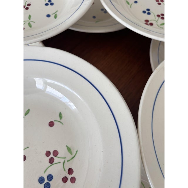Vintage Red and Blue Odile Soup Plates from KG Lunéville, 1950s, Set of 8 For Sale - Image 6 of 8