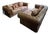 Pair of Vintage Chesterfield Style Leather Sofas With Kilim Fabric Cushions For Sale