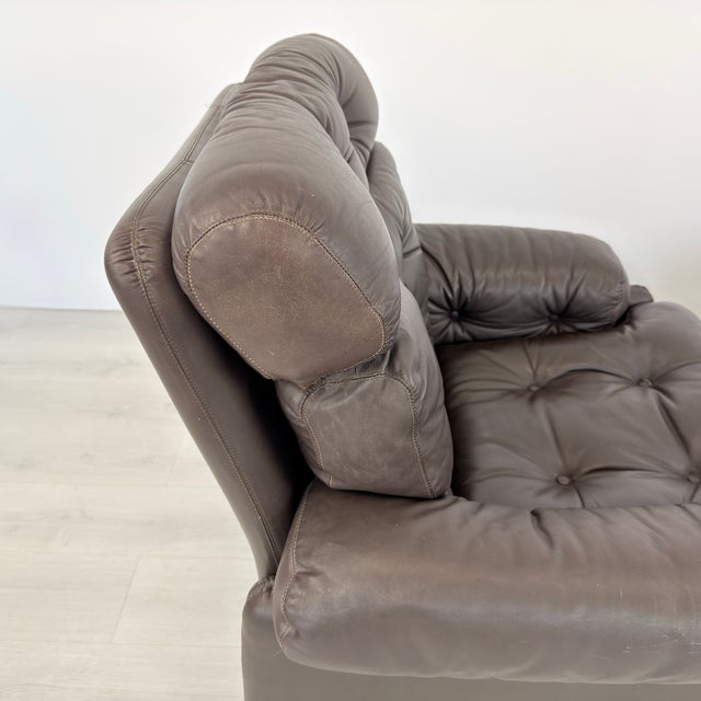 Coronado Leather Lounge Chairs With Ottoman by Afra and Tobia Scarpa For Sale - Image 17 of 18