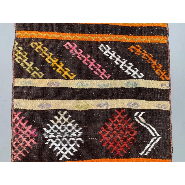 Turkish Narrow Kilim Runner Rug For Sale - Image 6 of 7