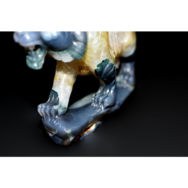 Large Gemstone Tiger Statue Agate With Crystal Geodes For Sale - Image 9 of 14