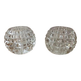 Pair of Vintage Cut Crystal Votive Candle Holders For Sale