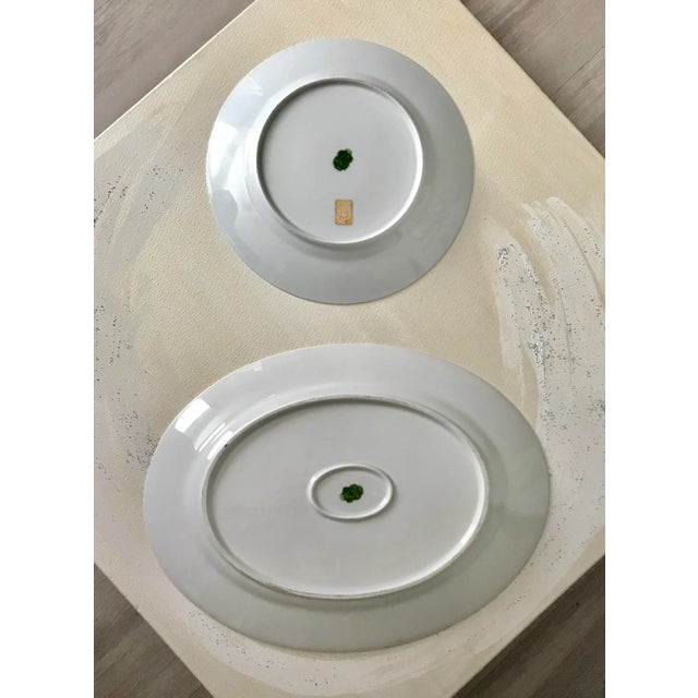 Trendy wildlife theme gilt decorated porcelain serving platters, a great addition to a any gilt china Hues of green, gold...