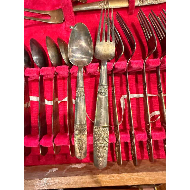 Vintage Thai Siam Flatware Set - 29 pcs with wooden case For Sale - Image 10 of 12