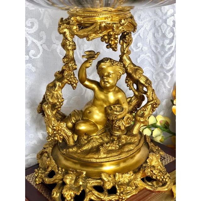 Early 20th Century Antique Baroque Brass Putti Cherub Bowl Flower Candle Holder Vase Rocco Italian For Sale - Image 5 of 13