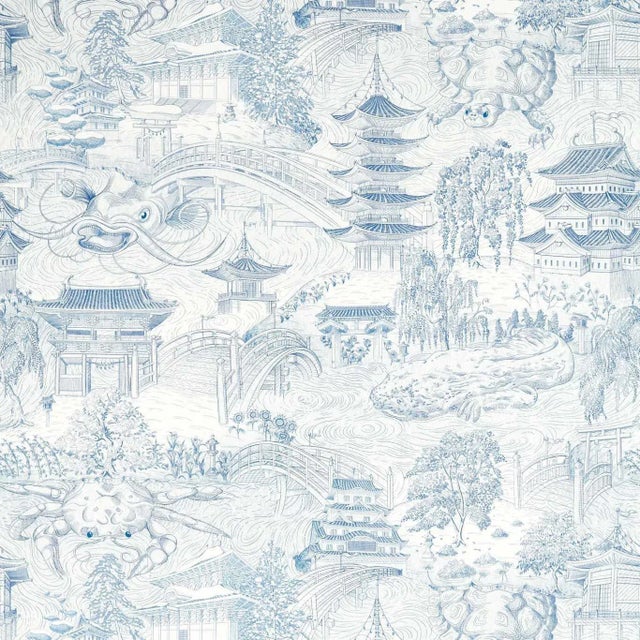 Zoffany Eastern Palace Fabric in Indigo - a Sample For Sale