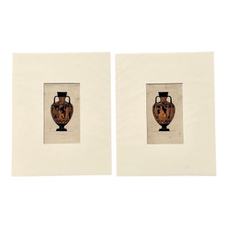Vintage Boho Greek Urns Original Prints - Set of 2 For Sale