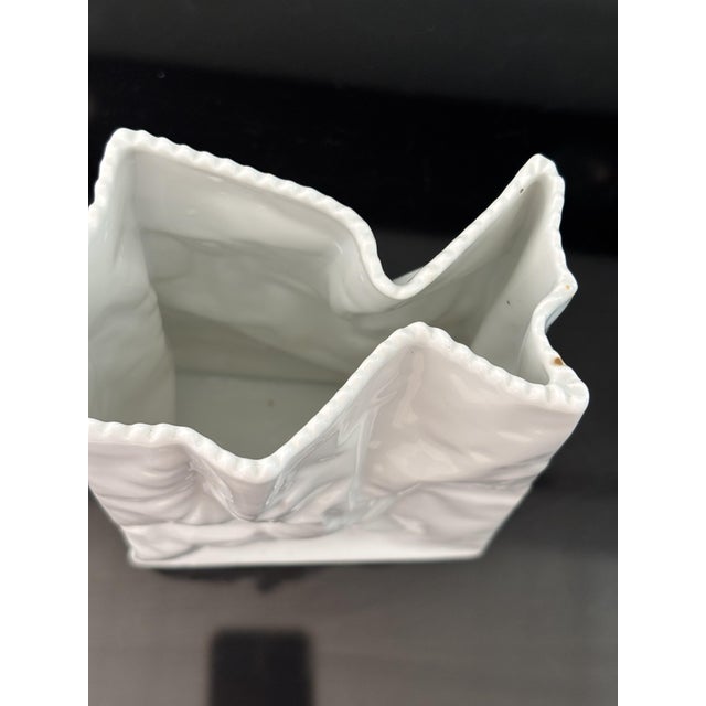 Ceramic Vintage Paper Bag Ceramic Vase by Tapio Wirkkala for Rosenthal, 1970s For Sale - Image 7 of 9