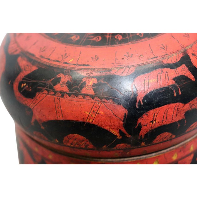 1950s Vintage Handpainted Wooden Lacquerware Spice Box,, 1950s For Sale - Image 5 of 13