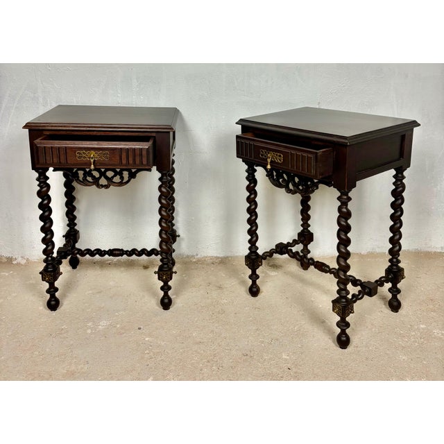 Pair of Spanish Barley Twist Nightstands, 1940s For Sale - Image 12 of 14
