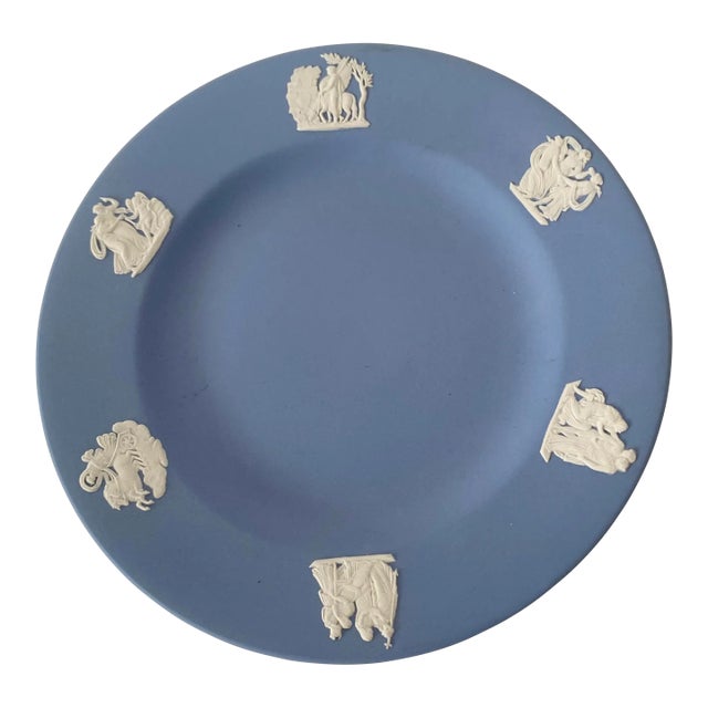 Wedgwood Neoclassical Dish Blue With Cream Classic Figures Mid 20th Century Excellent Mint Condition For Sale