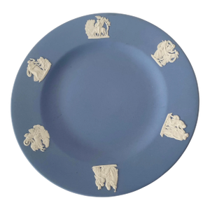 Wedgwood Neoclassical Dish Blue With Cream Classic Figures Mid 20th Century Excellent Mint Condition.