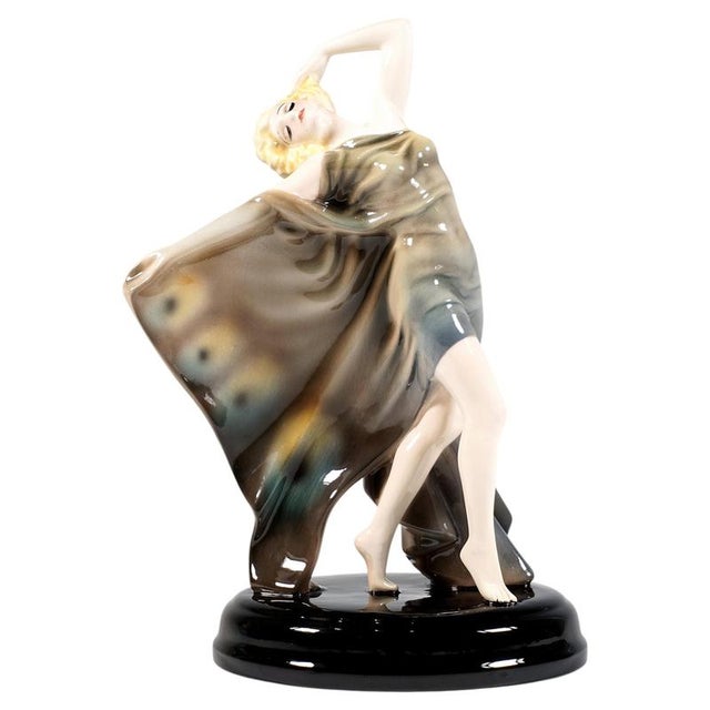 Black Art Deco Butterfly Dancer by Rudolf Podany for Keramos Vienna, 1930 For Sale - Image 8 of 8