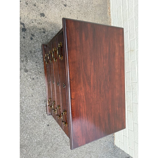Pair of Vintage Henkel Harris Chippendale Style Black Cherry 4 Drawer Nightstands or Chests. For Sale - Image 14 of 18