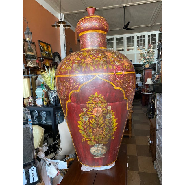 1980s Vintage Extra Large Metal Floor Urn For Sale - Image 5 of 5