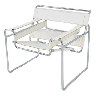 Mid-Century White B3 Wassily Lounge Chair by Marcel Breuer for Gavina, 1980s For Sale