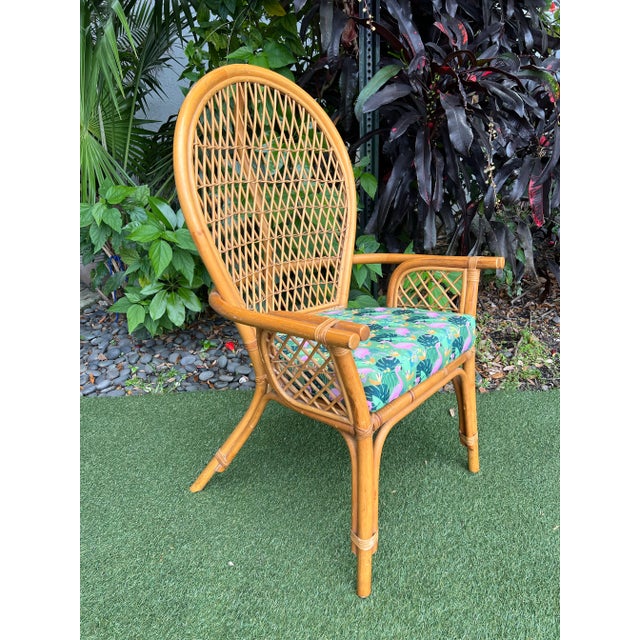 Vintage Peacock Rattan Arm Chair For Sale - Image 9 of 10