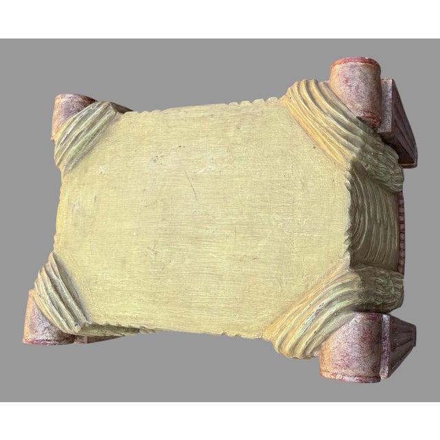 Italian Early 20th Century Italian Venetian Style Cast Resin Footstool Bench Featuring Trompe l'Oeil Drapery For Sale - Image 3 of 12