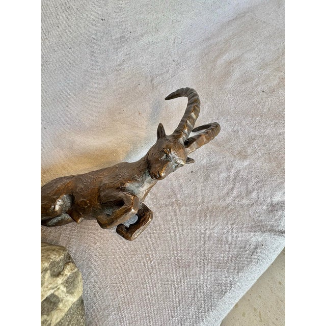 20th Century French Charles Reussner Bronze Ibex Sculpture For Sale - Image 4 of 12