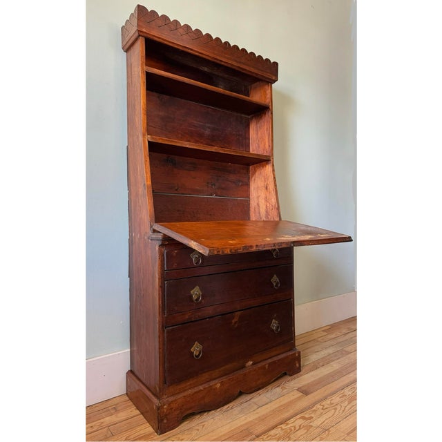 American Late 19th Century Primitive Early American Secretary For Sale - Image 3 of 10