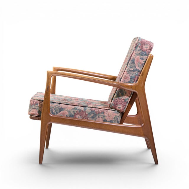 Selig Kofod Larsen for Selig Mid Century Danish Walnut Lounge Chair For Sale - Image 4 of 10