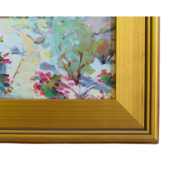 Lavender Silvio Silvestri, Listed Artist Mountain Landscape Oil Painting W/ Antiqued Gold Wood Frame For Sale - Image 8 of 12