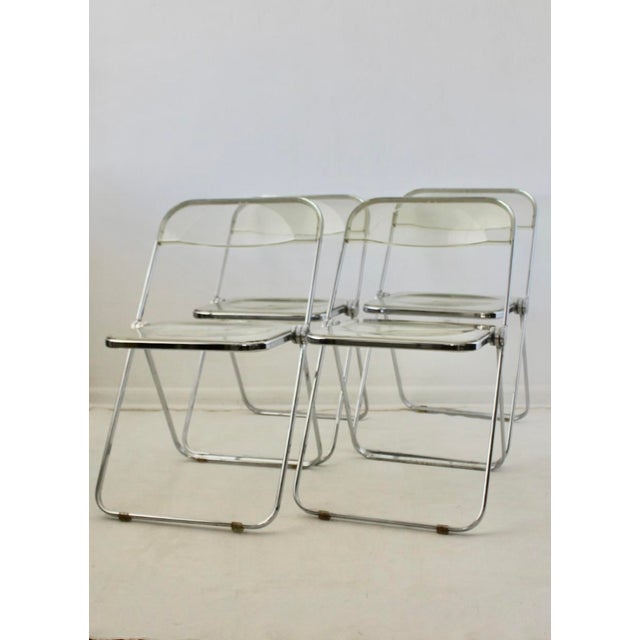1970s Pila Folding Lucite Chairs by Piretti for Castelli Chrome Smoked Lucite Vintage -Set of 4 For Sale - Image 5 of 18