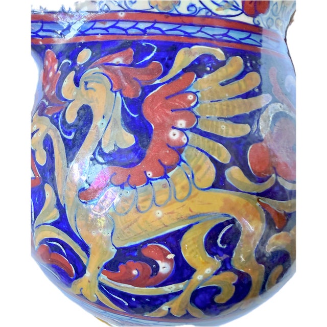Vintage Handpainted Etruscan Style Gryphon & Soldier Pitcher For Sale - Image 9 of 14
