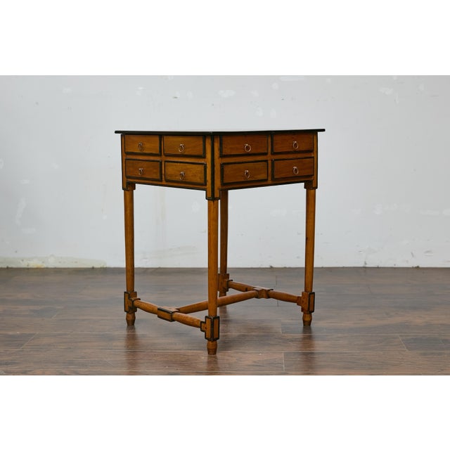 Brown 19th Century English Walnut Spice Table with Drawers and H-Form Stretcher For Sale - Image 8 of 12